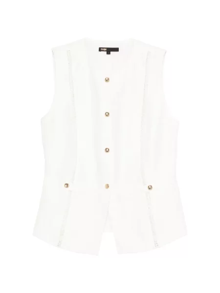 Top Maje din dantelă alb