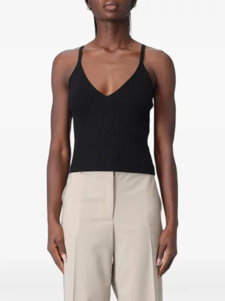 Top Armani Exchange tricotate cu decolteu în V negru