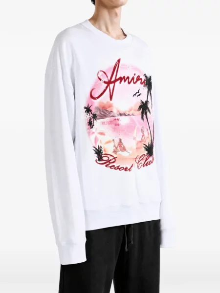 Tricou Amiri cu imagine alb