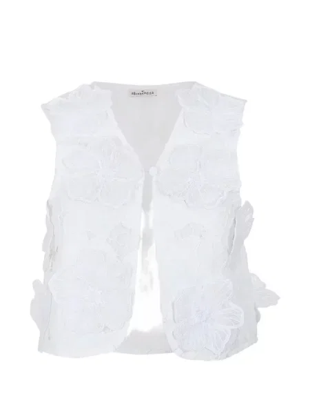 Vestă Agua Bendita cu model floral cu aplicații din dantelă alb
