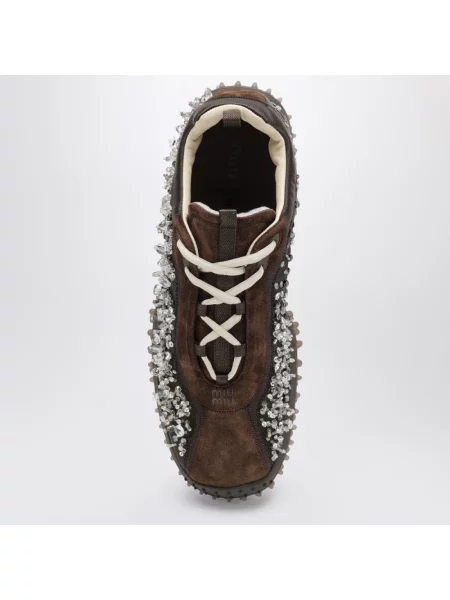 Sneakersy Miu Miu zamszowe brązowe