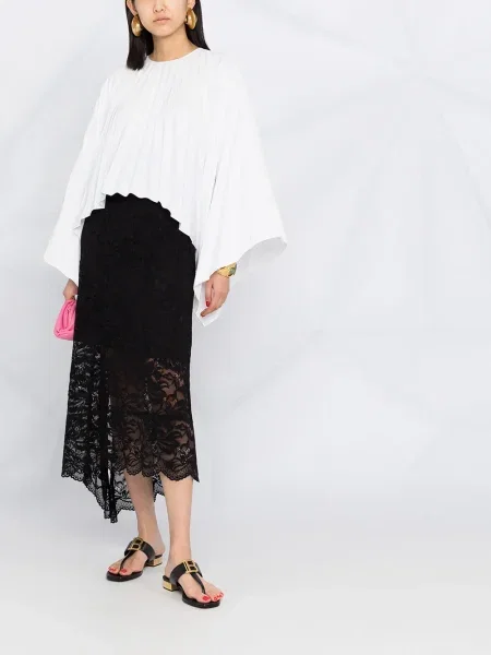 Top Valentino Garavani plisat alb