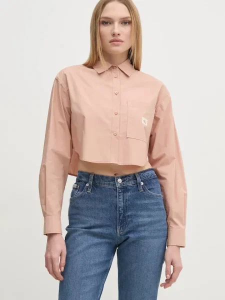 Calvin Klein Jeans camasa din portocaliu