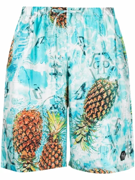 Pantaloni scurți Philipp Plein cu imagine albastru