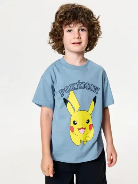 Sinsay tričko s potiskem na zádech Pokémon modrá
