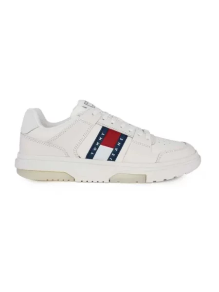 Trampki Tommy Hilfiger skórzane w miejskim stylu białe