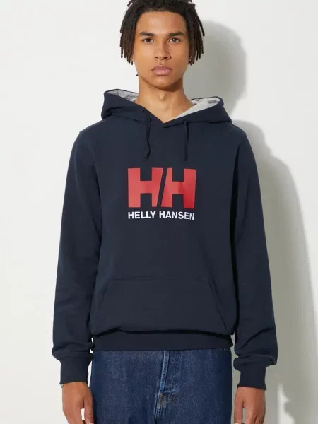 Bluza z kapturem Helly Hansen z logo niebieska