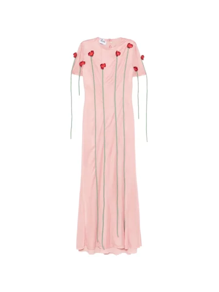 Virágos midi ruha Moschino rózsaszín