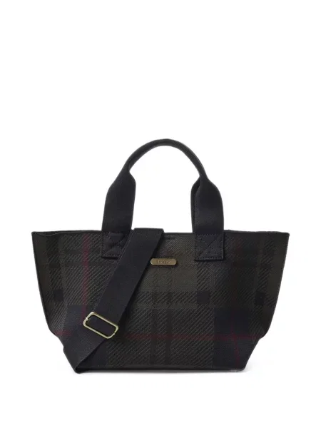 Geantă shopper Barbour în carouri albastru