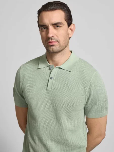 Koszulka polo o kroju slim fit z fakturowanym wzorem Christian Berg Men