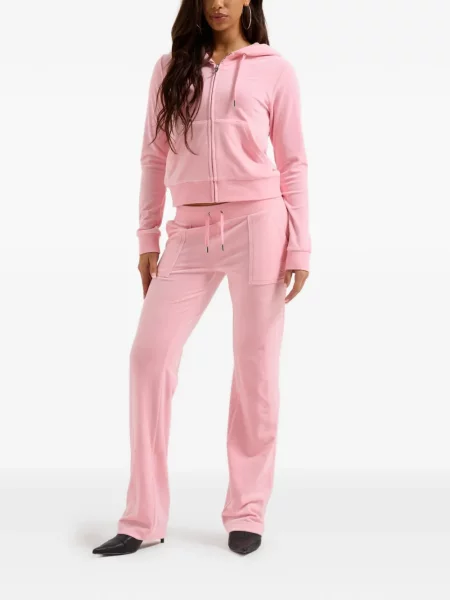 Veliūrinės bėgimas kelnės Juicy Couture rožinė