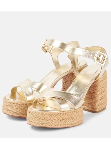 Sandale Christian Louboutin din piele cu platformă auriu