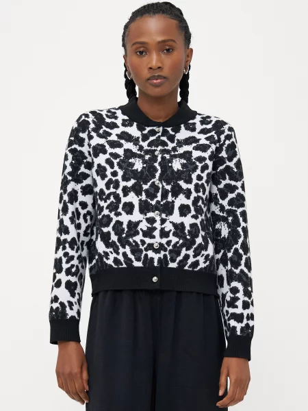 Vero Moda Petite Geacă tricotată VMAPPLE gri metalic / negru alb