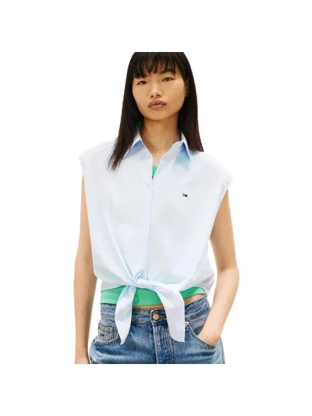 Blúzka Tommy Jeans bez rukávov modrá