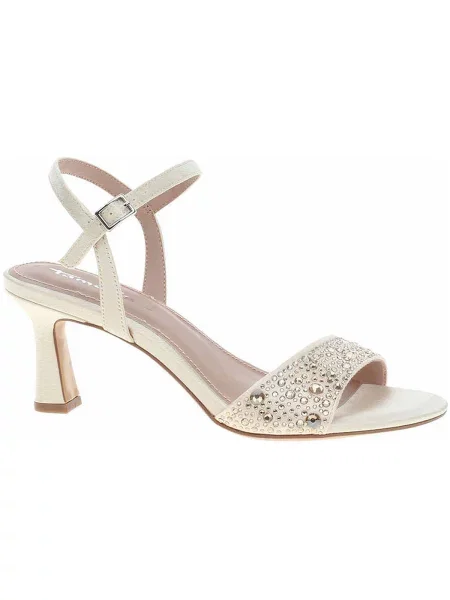 Sandály Tamaris s perlami béžové