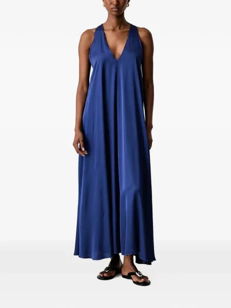 Rochie maxi Haveone cu decolteu în V albastru