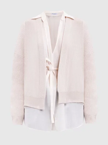 Кардиган з кашеміру на запах Brunello Cucinelli бежевий