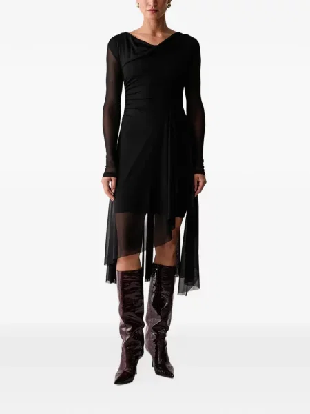 Rochie Allsaints plasă asimetrică negru