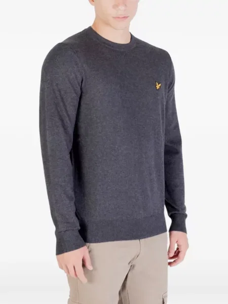 Pulover Lyle & Scott cu autograf gri