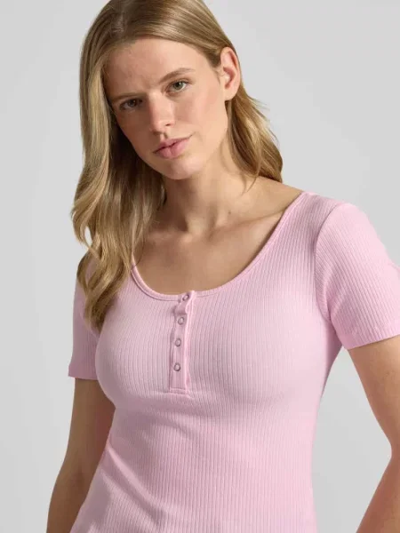 T-shirt o kroju slim fit z mieszanka bawełny model KITTE' Pieces różowa