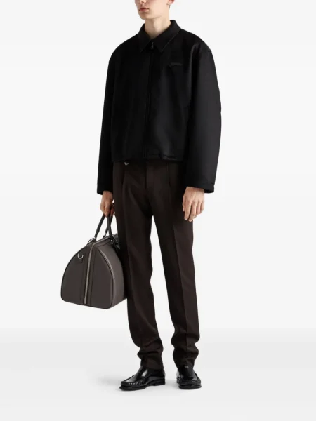 Pantaloni Prada de lână plisate maro