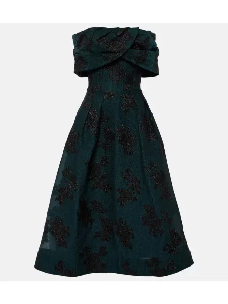 Rochie midi Rebecca Vallance cu broderie până la genunchi de costum verde
