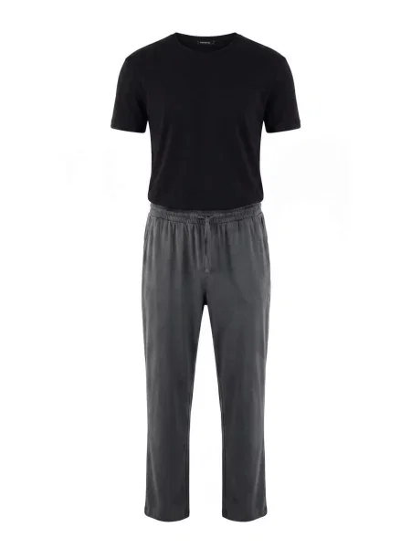 Trendyol Pijama lungă gri închis negru