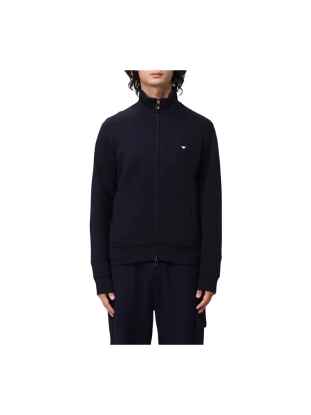 Dzianinowa bluza rozpinana Emporio Armani niebieska