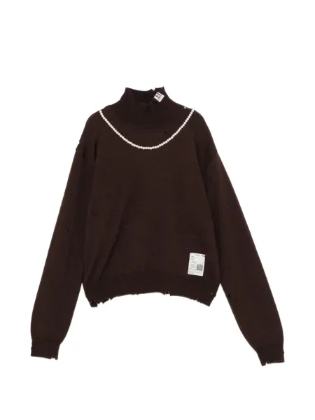Pulover Maison Mihara Yasuhiro cu perle maro