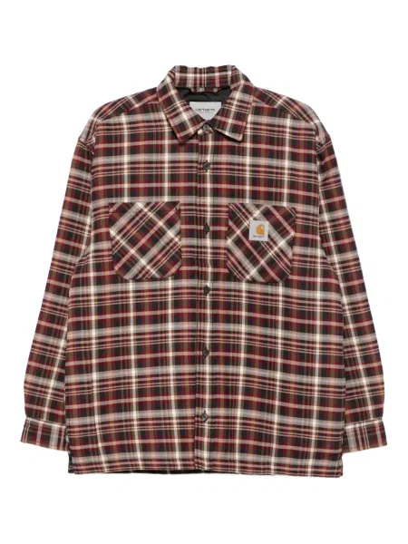 Cămașă Carhartt Wip în carouri maro