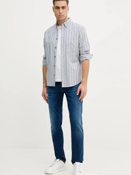 Calvin Klein Jeans koszula regular z kołnierzykiem button-down szary