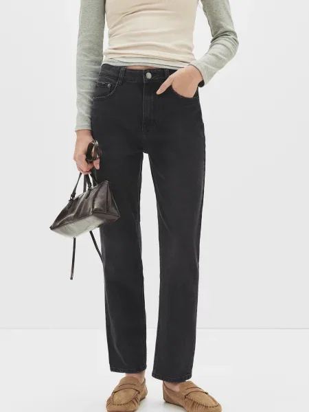 Pull&Bear Kavbojke denim črn