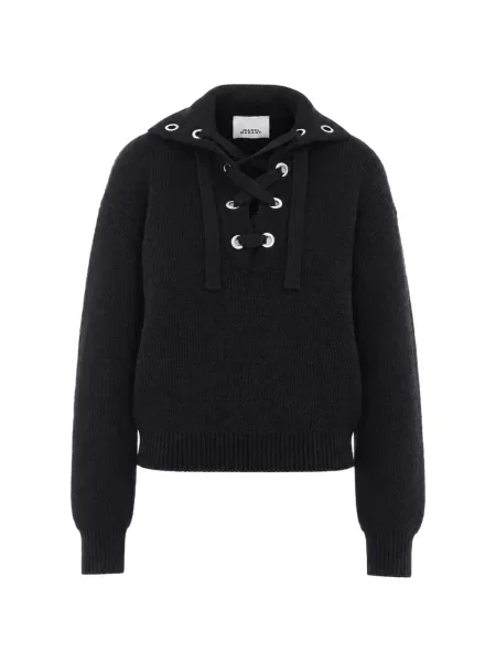 Pulover Isabel Marant cu șireturi din dantelă negru