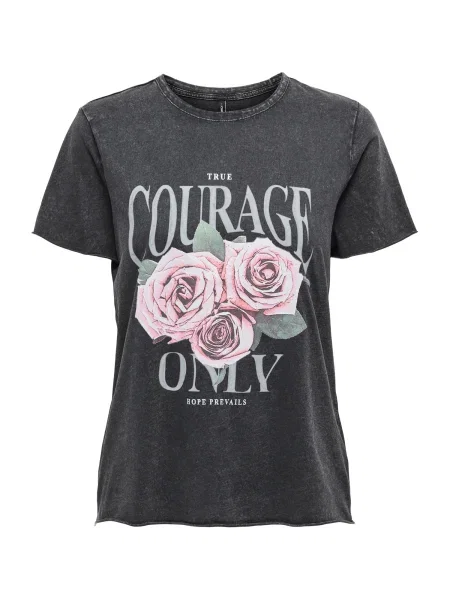 ONLY Tricou ONLLUCY gri deschis / verde pastel / roz negru