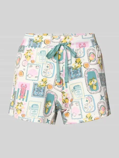 Szorty od piżamy we wzór na całej powierzchni Skiny białe