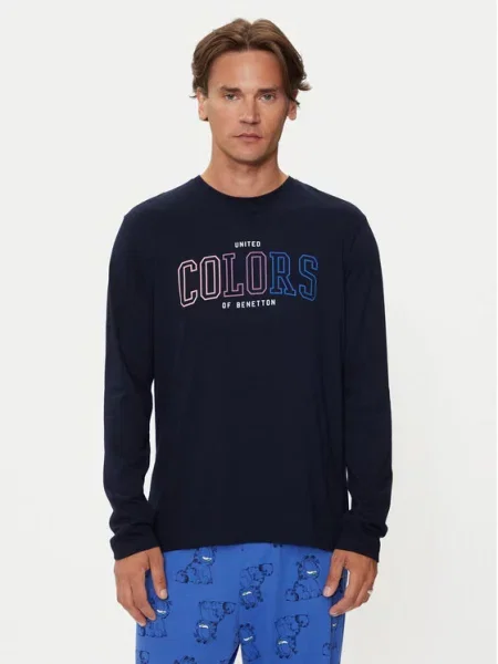 United Colors Of Benetton Majica z dolgimi rokavi Mornarsko modra
