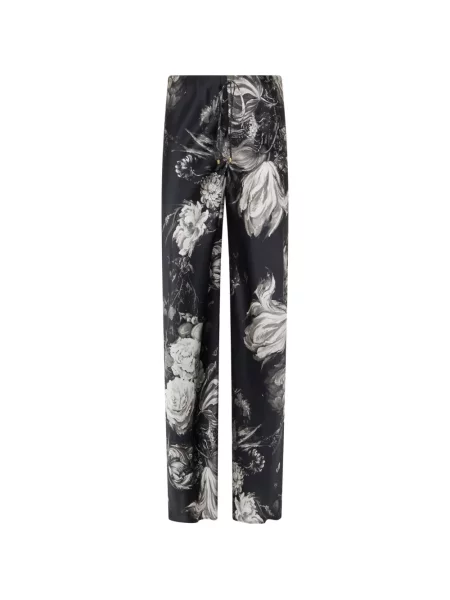 Pantaloni palazzo Roberto Cavalli cu model floral cu imagine negru