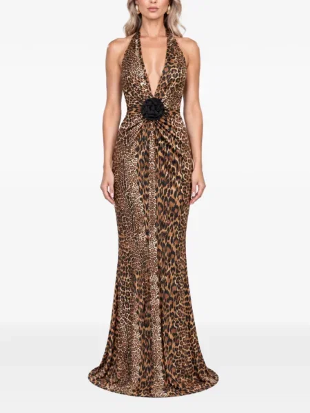 Rochie maxi Roserry cu imagine cu model leopard maro