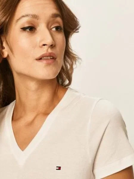 Tommy Hilfiger T-Shirt Heritage V-Neck Tee biały