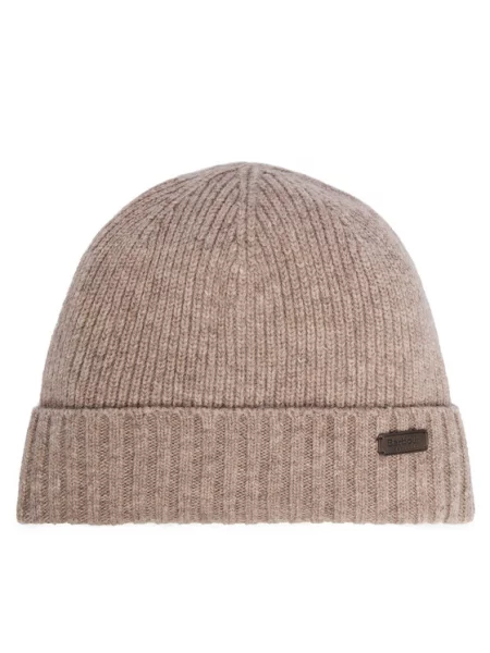 Czapka beanie z naszywką z logo Barbour beżowa
