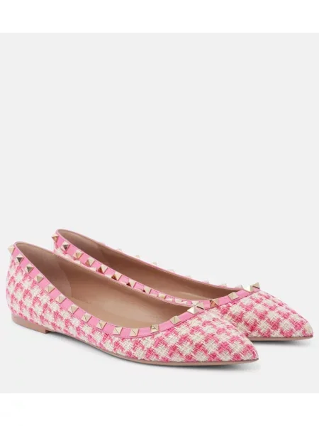 Tvídové baleríny Valentino Garavani ružová