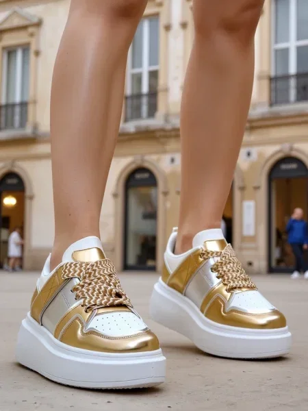 Sneakerși Resti cu platformă alb