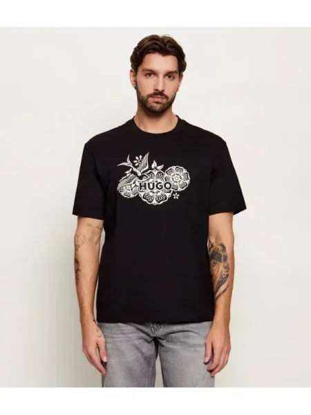 HUGO Tricou Dangen | Relaxed fit negru