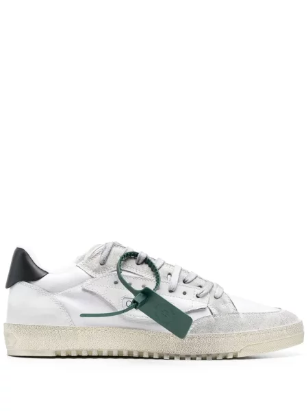 Sneakerși Off-white cu șireturi din dantelă