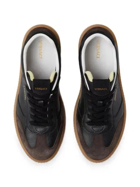 Sneakerși Versace din piele de căprioară negru