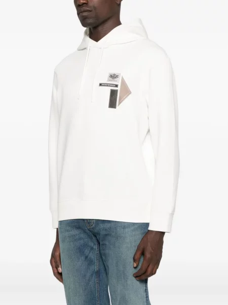 Pulover Emporio Armani cu glugă alb