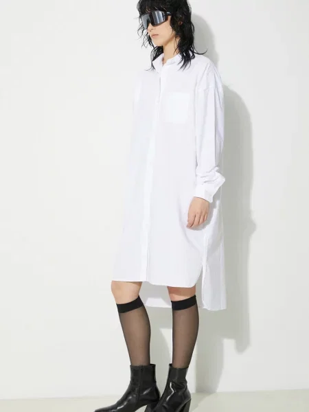 Fiorucci rochie din Angel Embroidered midi oversize alb