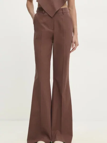 Pantaloni Answear Lab cu talie înaltă maro