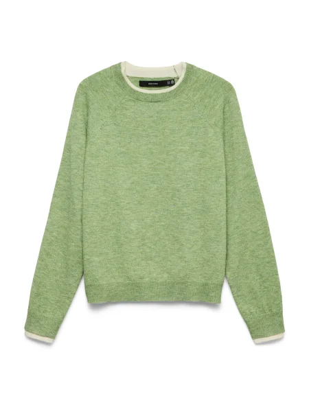 VERO MODA Pulover VMWONDERFUL verde deschis / natural alb