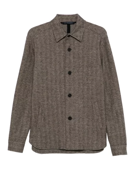 Риза Harris Wharf London с десен рибена кост кафяво